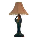 LR - Art Nouveau Amphora Teplitz Pottery Lamp with Shade