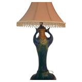 LR - Art Nouveau Amphora Teplitz Pottery Lamp with Shade