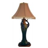 LR - Art Nouveau Amphora Teplitz Pottery Lamp with Shade