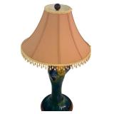LR - Art Nouveau Amphora Teplitz Pottery Lamp with Shade