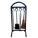 LR - 4 Piece Iron Fireplace Tool Set with Stand, 32 Inches High