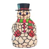 DR - 13-Inch Tiffany Style Snowman Holiday Lamp