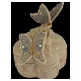 MBR - Lenox Wings of Splendor Butterfly Porcelain Music Box with Certificate