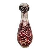 DR - Vintage Nancy Freeman Pulled Feather Art Glass Cordial Set with Decanter