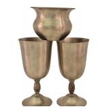 International Silver Co. Set: 2 Pewter Goblets and 5-Inch Pewter Vase