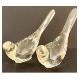 DR - Pair of Vintage Clear Glass Bird Figurines