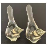 DR - Pair of Vintage Clear Glass Bird Figurines