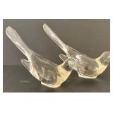 DR - Pair of Vintage Clear Glass Bird Figurines