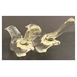 DR - Pair of Vintage Clear Glass Bird Figurines