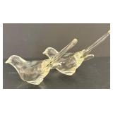 DR - Pair of Vintage Clear Glass Bird Figurines