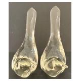 DR - Pair of Vintage Clear Glass Bird Figurines
