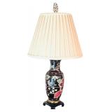 DR - Pair of Asian Style Porcelain Table Lamps with Floral Base