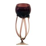 DR - Pair of Vintage Blown Glass Octopus Jellyfish Vases, Purple, 11 Inch