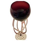 DR - Pair of Vintage Blown Glass Octopus Jellyfish Vases, Purple, 11 Inch