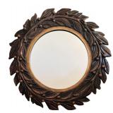 LR - Vintage Uttermost Company 30-Inch Round Leaf and Berry Wall Mirror