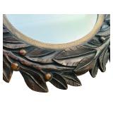 LR - Vintage Uttermost Company 30-Inch Round Leaf and Berry Wall Mirror