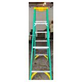 G - Werner 6 Foot Green Fiberglass Step Ladder 225 lb Capacity