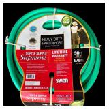 G - Resin Sunflower Design Birdbath and 50 ft Heavy Duty Garden Hose Bundle