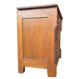 G - Vintage Oak Commode Table with Three Drawers and Cabinet
