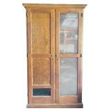 G - Vintage Wooden Wardrobe with Glass Door and Solid Wood Door MVS F1857