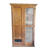 G - Vintage Wooden Wardrobe with Glass Door and Solid Wood Door MVS F1857