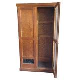 G - Vintage Wooden Wardrobe with Glass Door and Solid Wood Door MVS F1857