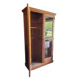 G - Vintage Wooden Wardrobe with Glass Door and Solid Wood Door MVS F1857