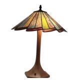 LR - Vintage Tiffany Style Stained Glass Table Lamp