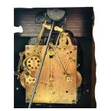 LR - Vintage German Art Deco Oak Mantle Clock with Silver Dial