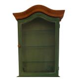 LR - Green and Brown Curio Cabinet with Glass Shelves