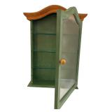 LR - Green and Brown Curio Cabinet with Glass Shelves
