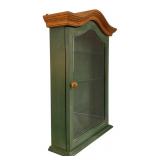 LR - Green and Brown Curio Cabinet with Glass Shelves