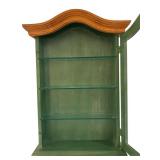 LR - Green and Brown Curio Cabinet with Glass Shelves