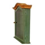 LR - Green and Brown Curio Cabinet with Glass Shelves