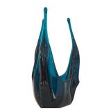 Viking Handmade MCM Blue Art Glass Vase, 12 Inches Tall