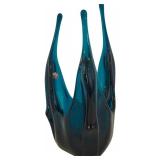 Viking Handmade MCM Blue Art Glass Vase, 12 Inches Tall