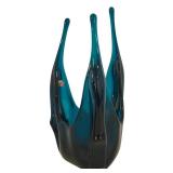 Viking Handmade MCM Blue Art Glass Vase, 12 Inches Tall