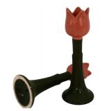 DR - Pair of 9.5 Inch Tulip Candlesticks with Green Leaf Stems