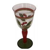DR - Set of 7 Hand Painted Christmas Berry Wine Glasses