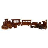 LR - Vintage Wooden Toy Train Set with Cars and Accessories