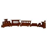 LR - Vintage Wooden Toy Train Set with Cars and Accessories