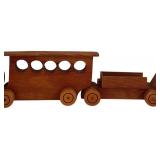 LR - Vintage Wooden Toy Train Set with Cars and Accessories