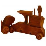 LR - Vintage Wooden Toy Train Set with Cars and Accessories