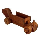 LR - Vintage Wooden Toy Train Set with Cars and Accessories