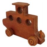 LR - Vintage Wooden Toy Train Set with Cars and Accessories