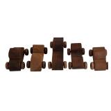 LR - Vintage Wooden Toy Train Set with Cars and Accessories