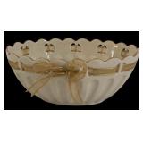 DR - Lenox Pierced Ribbon Bowl and Embossed Floral Vase Set, 6.5 Inches Tall