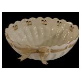 DR - Lenox Pierced Ribbon Bowl and Embossed Floral Vase Set, 6.5 Inches Tall