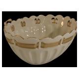 DR - Lenox Pierced Ribbon Bowl and Embossed Floral Vase Set, 6.5 Inches Tall