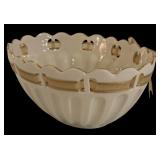 DR - Lenox Pierced Ribbon Bowl and Embossed Floral Vase Set, 6.5 Inches Tall